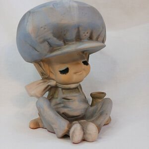 Vintage MCM UCTCI Poppet Boy Ceramic Holder Blue Japan